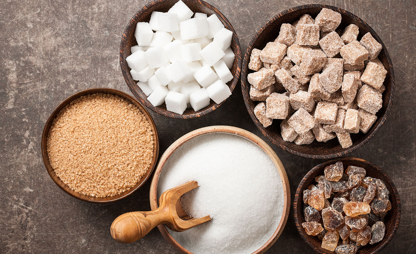 Various sugar in bowls