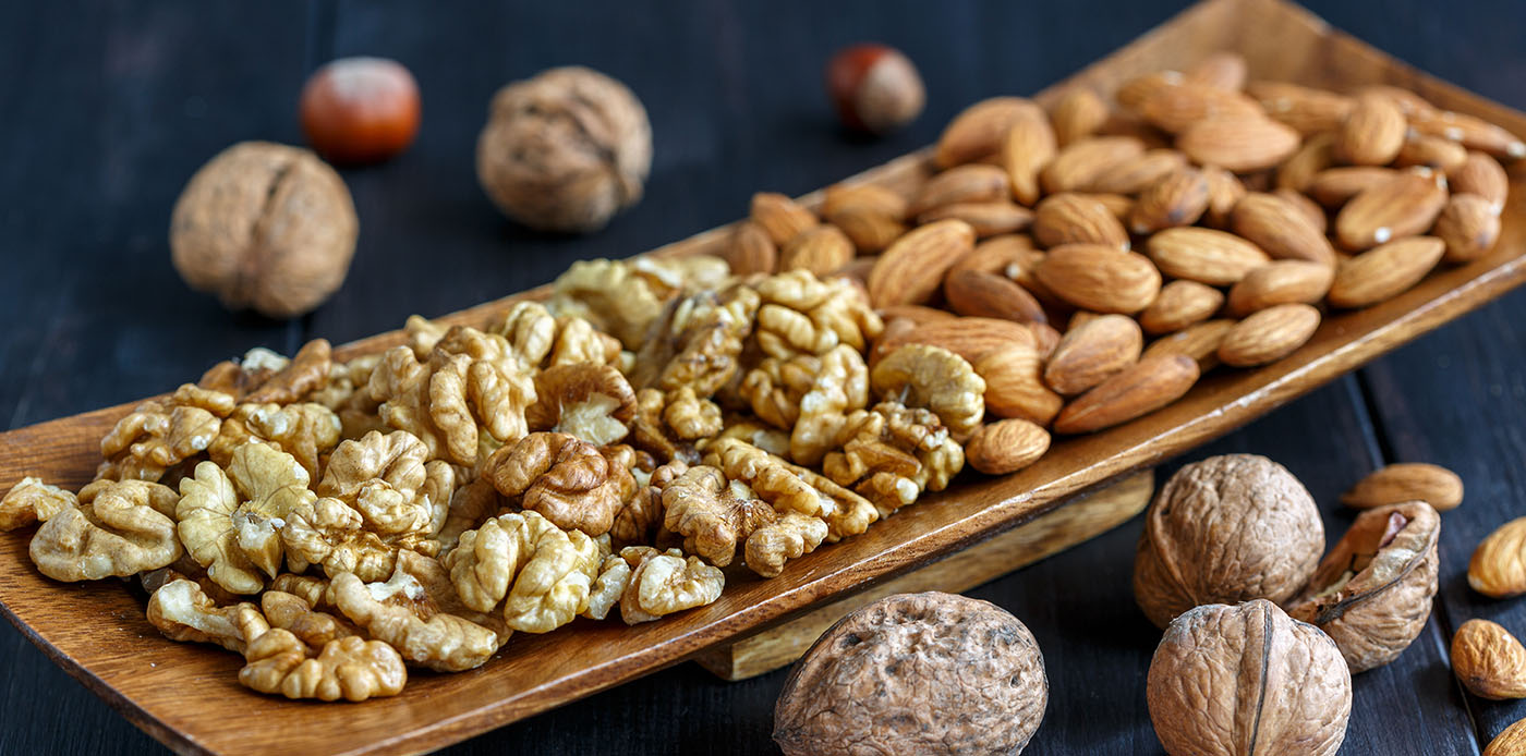 peeled walnuts and almonds